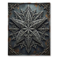 Ornate Silver Star Aged Iron Medallion Rug