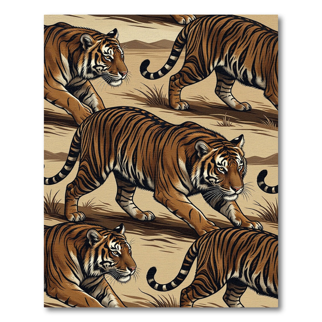 Majestic Gold Tiger Safari Landscape Rug