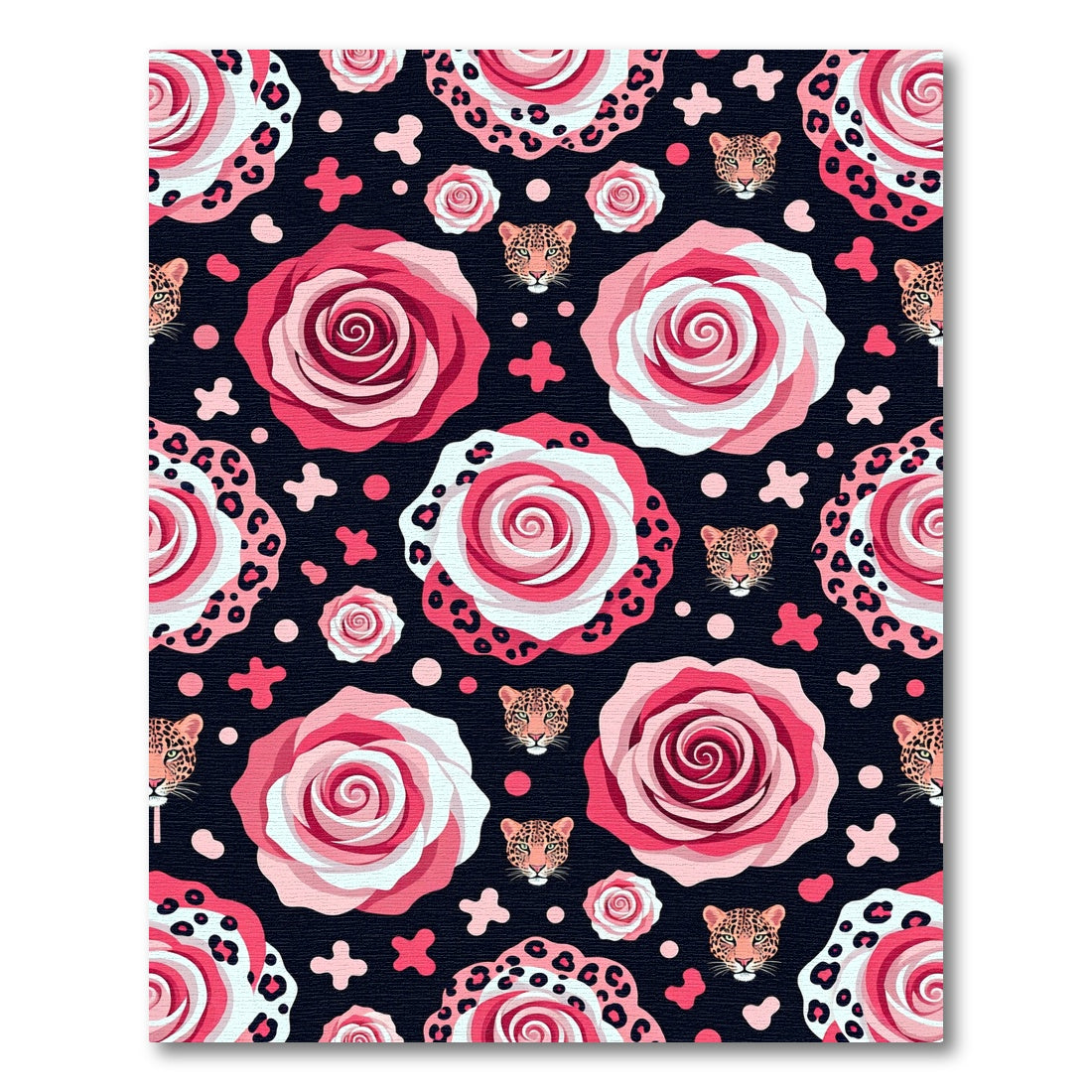 Pink Leopard Roses and Wild Cat Rug