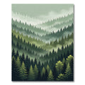 Misty Evergreen Forest Scene Rug