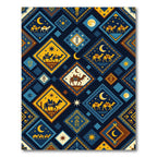 Midnight Camel Diamond Star Geometric Rug