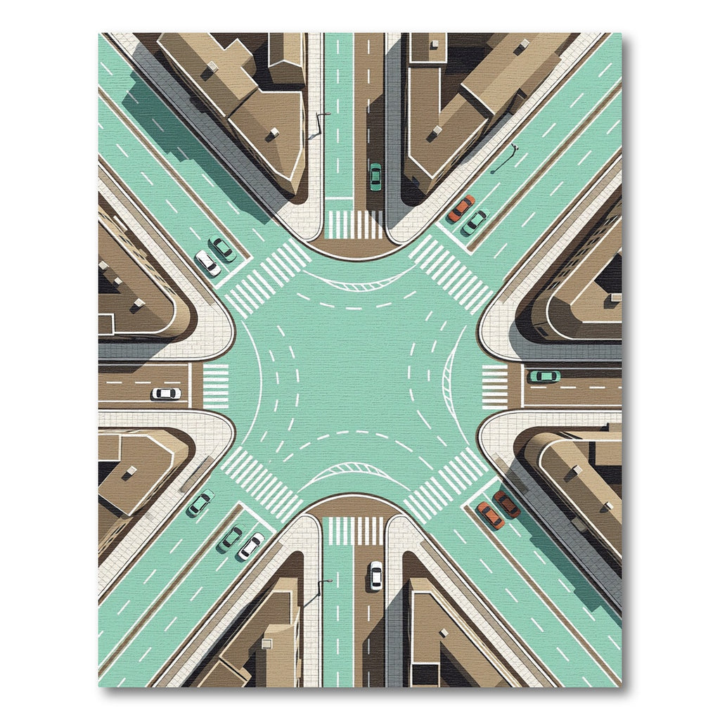 Modern Geometric Urban Intersection View Rug
