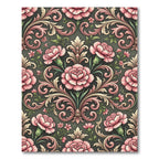 Vintage Pink Carnation Damask Scroll Rug