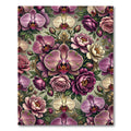Elegant Mauve Orchid Rose Botanical Arrangement Rug