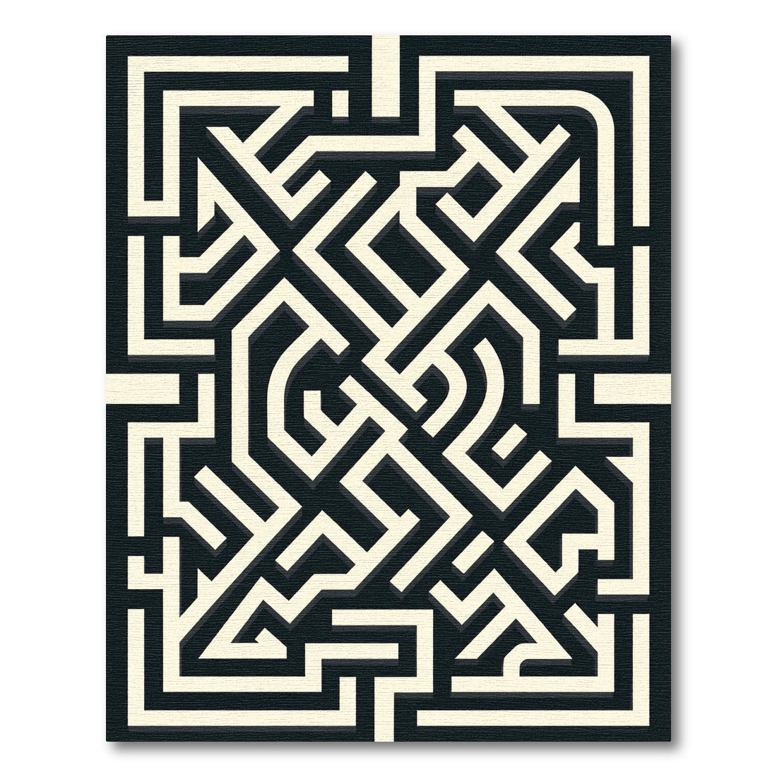 Monochromatic Maze Geometric Illusion Rug