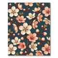 Elegant Peach Blossom Botanical Navy Backdrop Rug