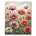 Vibrant Pink and Coral Poppy Garden Rug