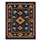 Bold Orange Black Geometric Lightning Rug