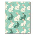 Whimsical Mint and White Rabbit Silhouette Rug