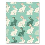 Whimsical Mint and White Rabbit Silhouette Rug