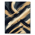 Golden Sweep Abstract Black Brushstrokes Rug