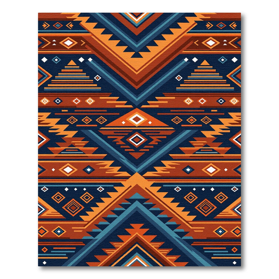 Geometric Southwestern Diamond Ochre Navy Rug