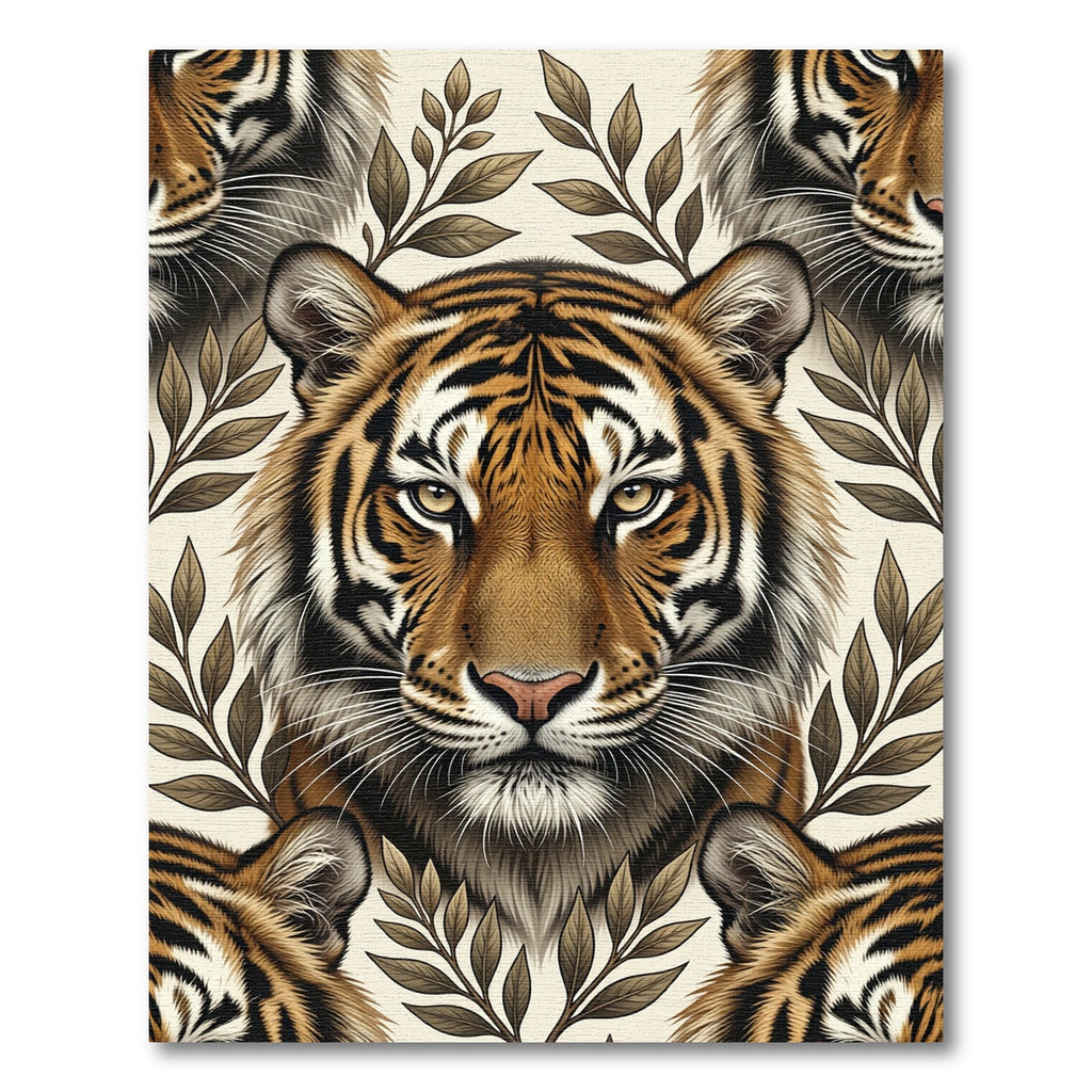 Bold Tiger Face Woodland Sprig Rug
