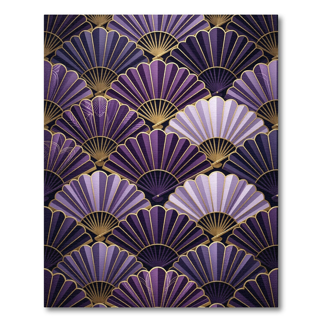 Art Deco Purple Fan Plume Rug