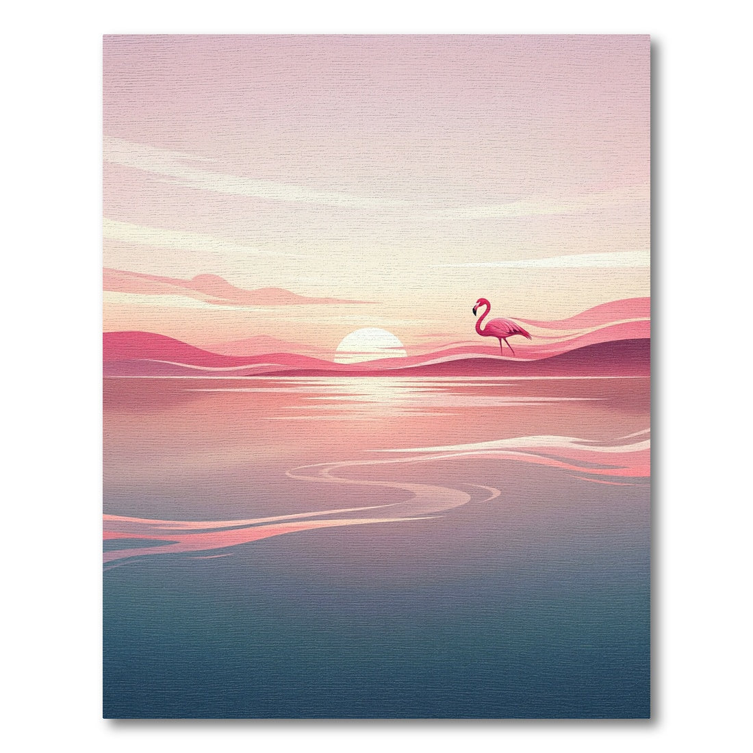 Pink Flamingo Sunset Water Landscape Rug