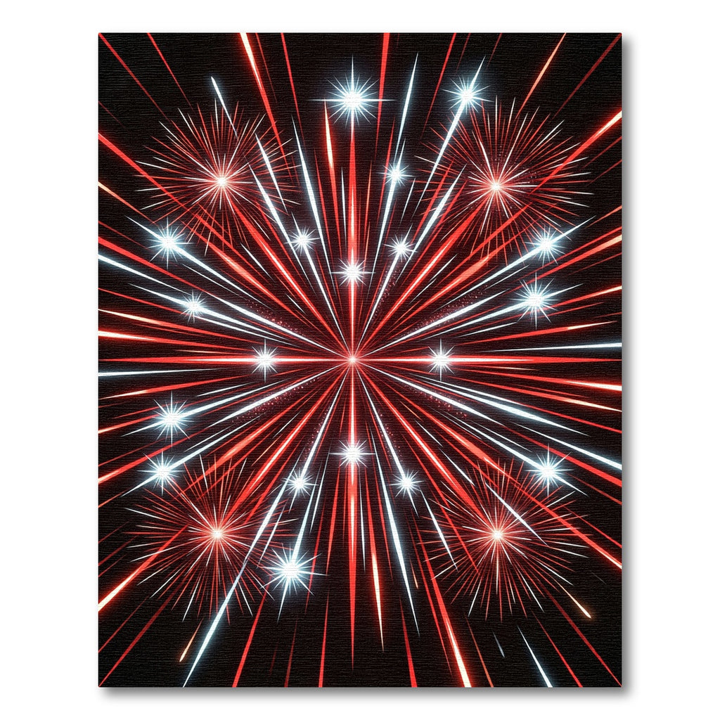 Red White Bursting Starburst Fireworks Rug