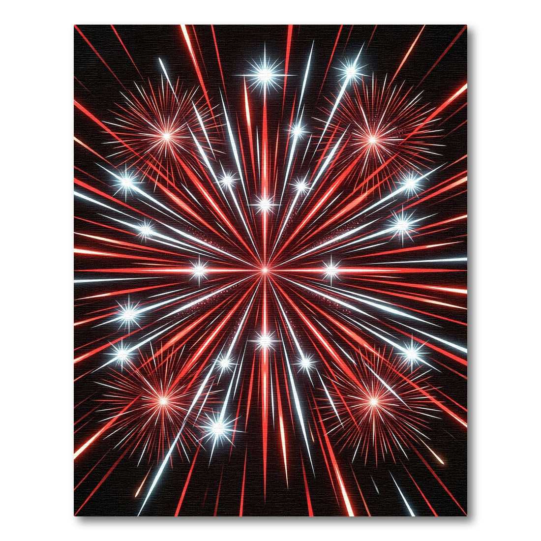 Red White Bursting Starburst Fireworks Rug