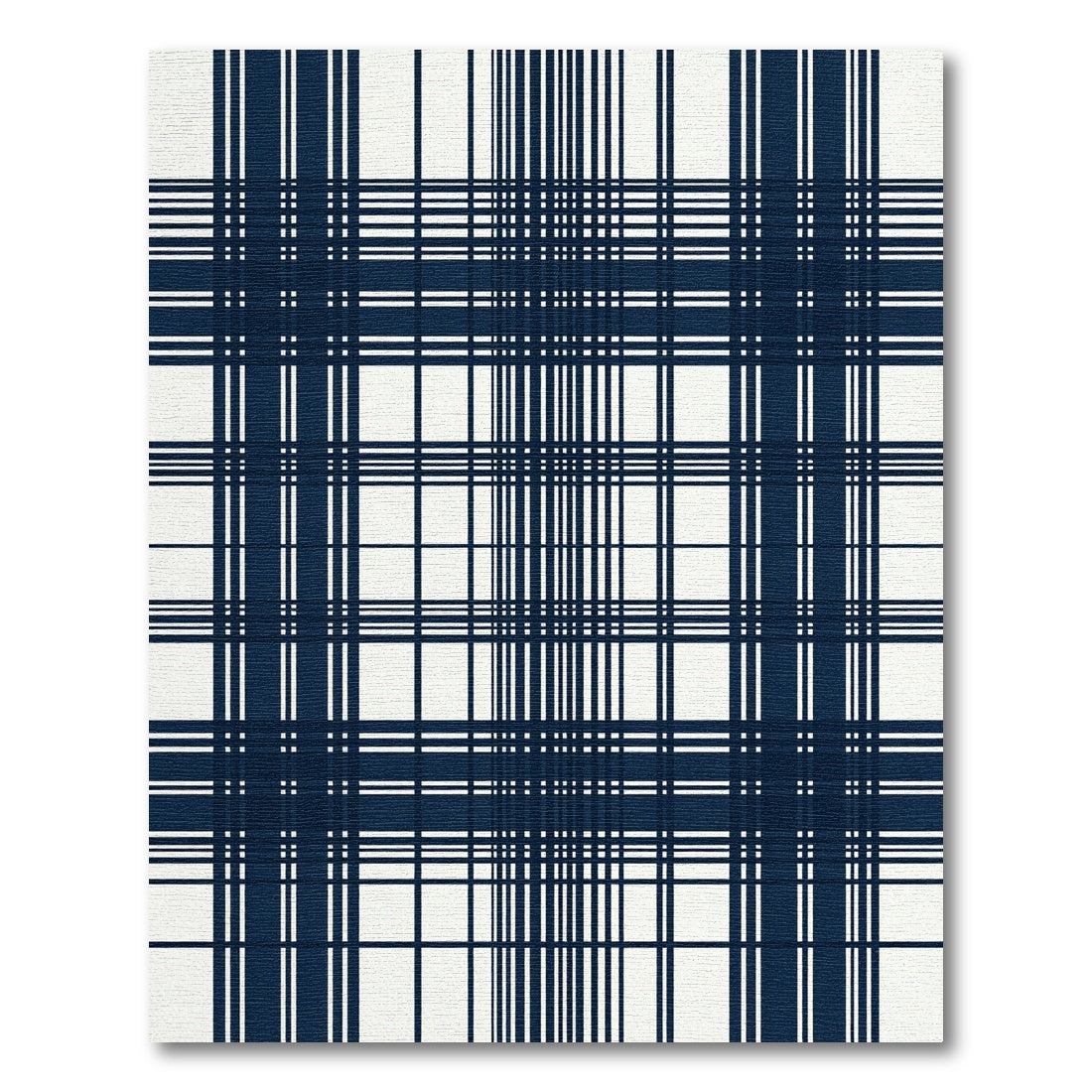 Rich Navy Blue Classic Plaid Grid Rug