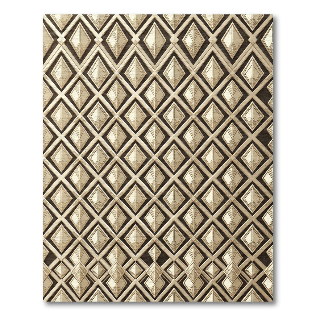 Golden Art Deco Geometric Diamond Rug