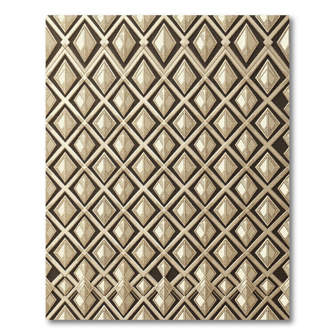Golden Art Deco Geometric Diamond Rug