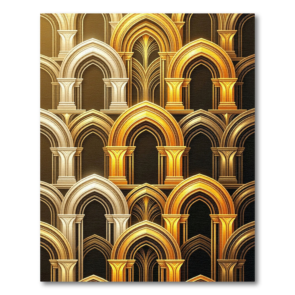 Gilded Gothic Arch Metallic Gold Rug