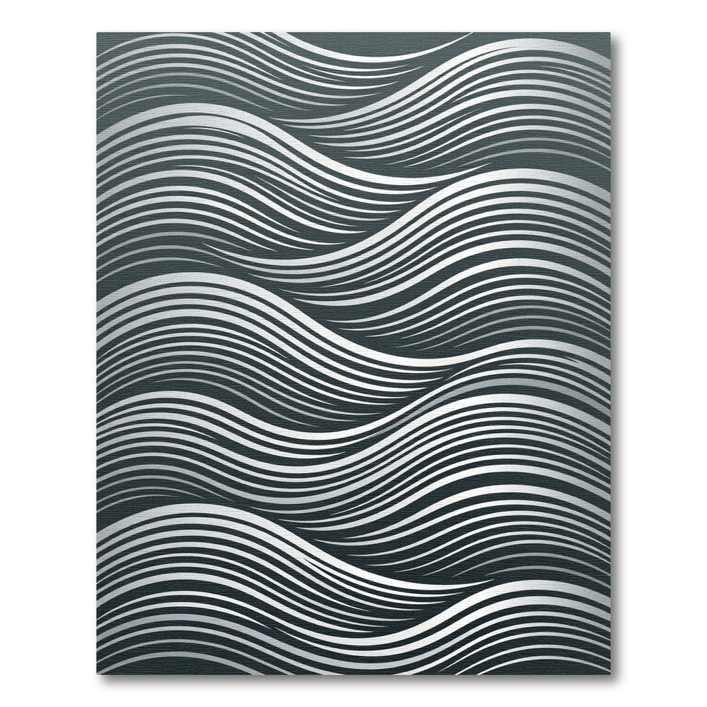 Modern Gray White Flowing Waves Rug