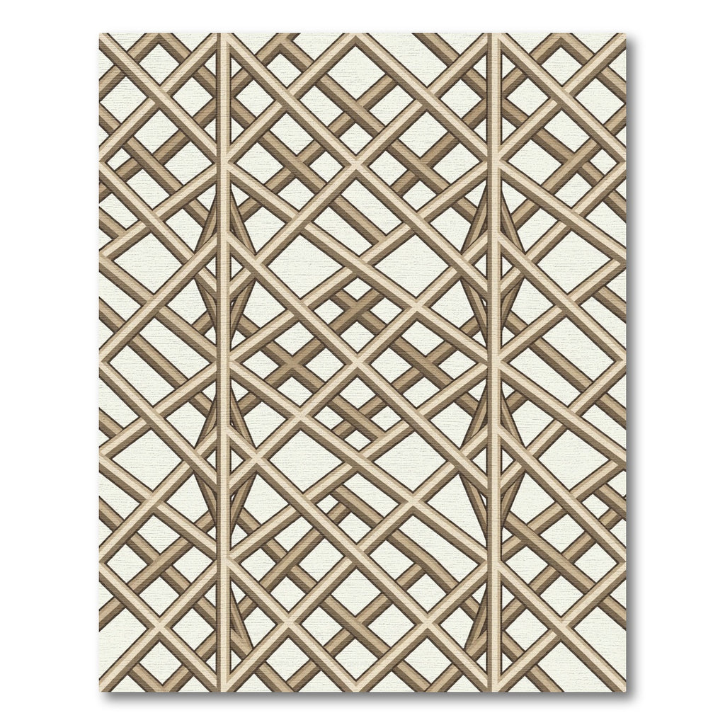Beige Lattice Geometric Interwoven Grid Rug