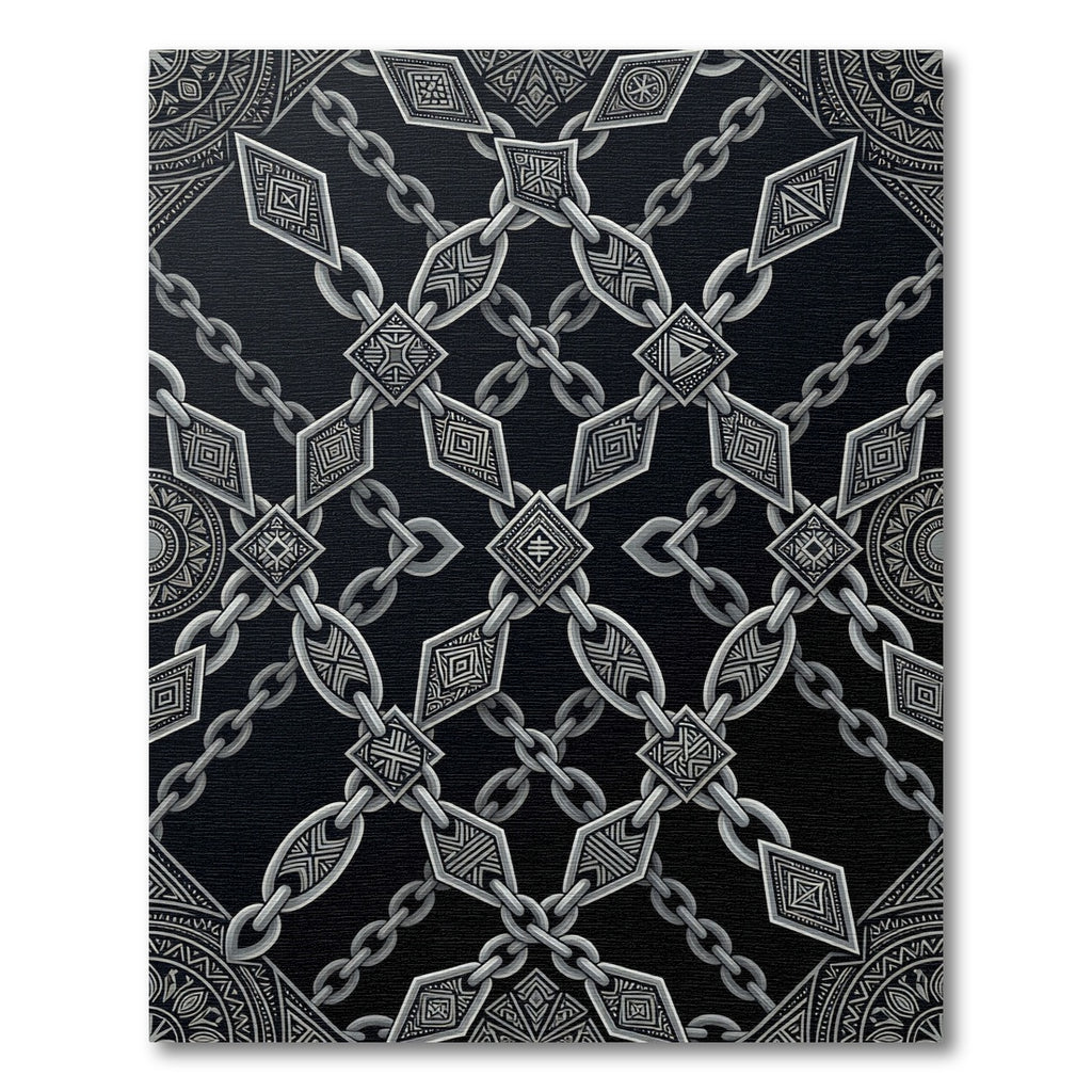 Ornate Silver Chain Diamond Motif Rug
