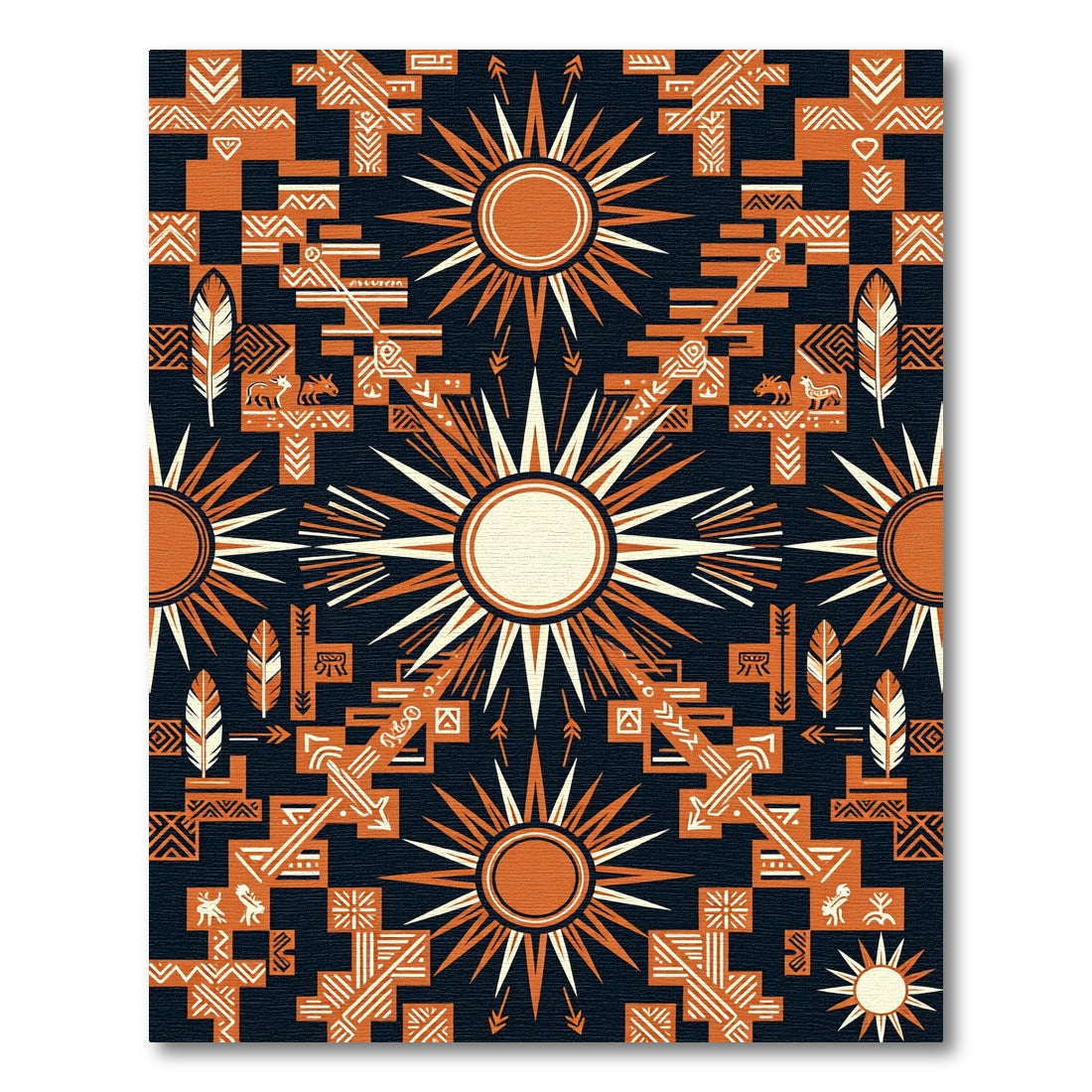 Orange Sun Tribal Geometric Rug
