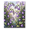 Lavender Bellflower Meadow Botanical Illustration Rug