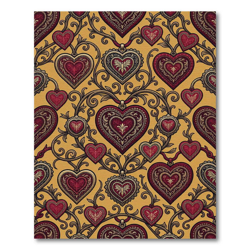 Ornate Golden Heart Filigree Rug