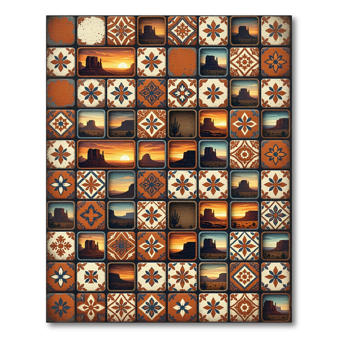 Southwestern Desert Sunset Tile Rug