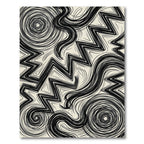 Monochromatic Abstract Zigzag And Swirl Art Rug