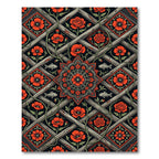 Dark Floral Lattice with Red Blooms Rug