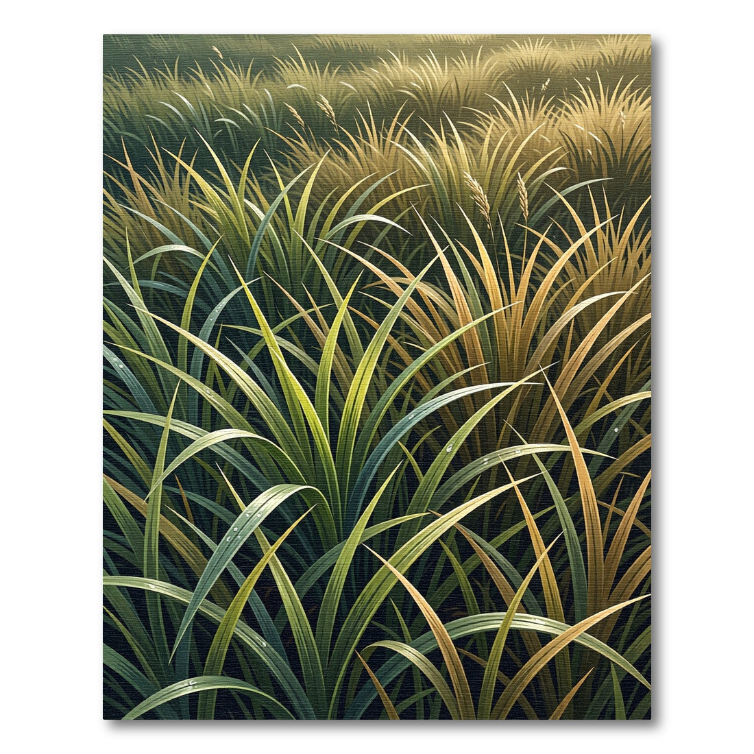 Lush Green Gold Meadow Grass Rug