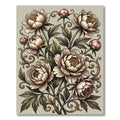 Elegant Vintage Peony Floral Scroll Rug