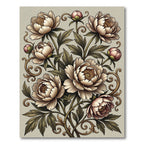 Elegant Vintage Peony Floral Scroll Rug