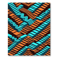 Geometric Turquoise and Orange Step Illusion Rug