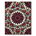 Crimson Pomegranate Chrysanthemum Floral Medallion Rug