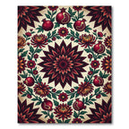 Crimson Pomegranate Chrysanthemum Floral Medallion Rug