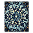 Geometric Navy Blue Starburst Foliage Rug