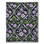 Silver Lattice Lavender Floral Garden Rug