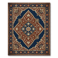 Navy and Rust Ornate Floral Medallion Rug