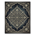 Ornate Gold Floral Medallion Charcoal Backdrop Rug
