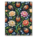 Whimsical Ladybug Floral Garden Rug