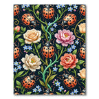 Whimsical Ladybug Floral Garden Rug