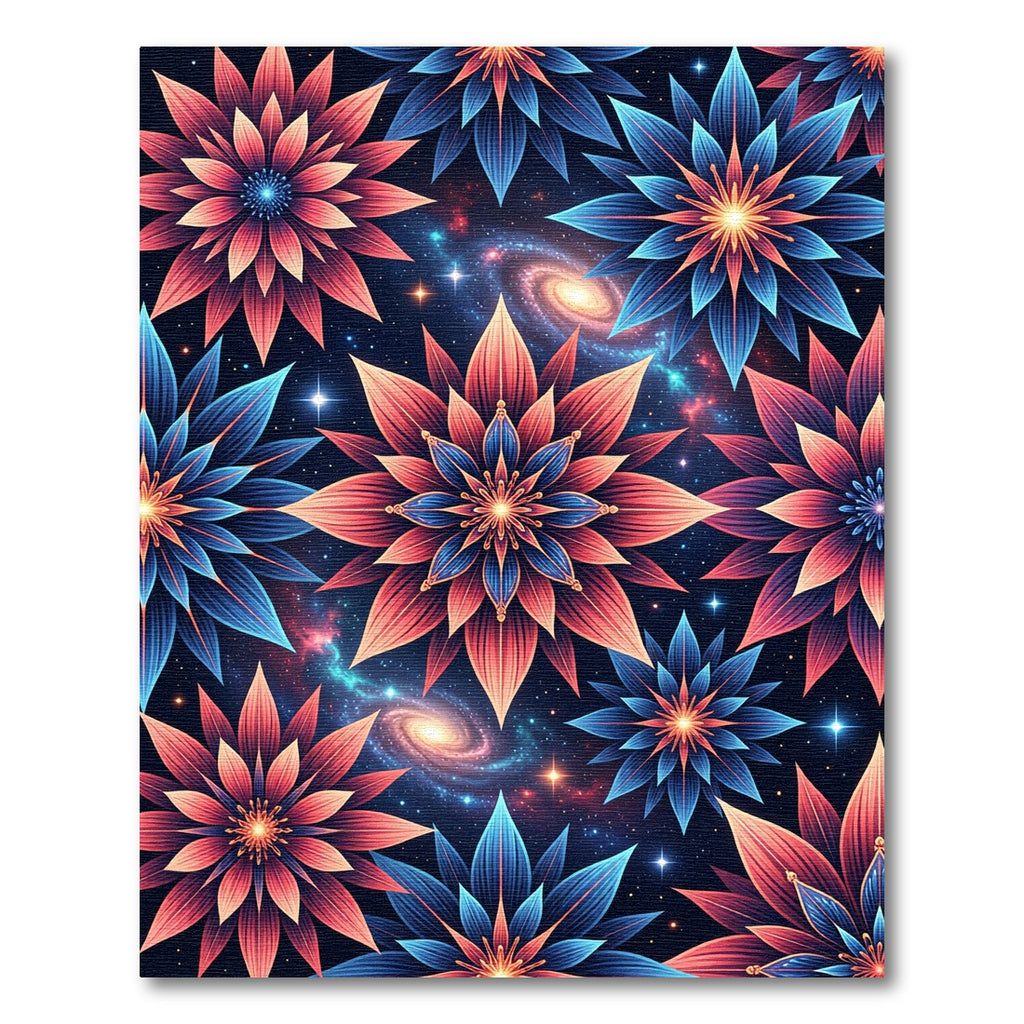 Cosmic Floral Galaxy Nebula Art Rug