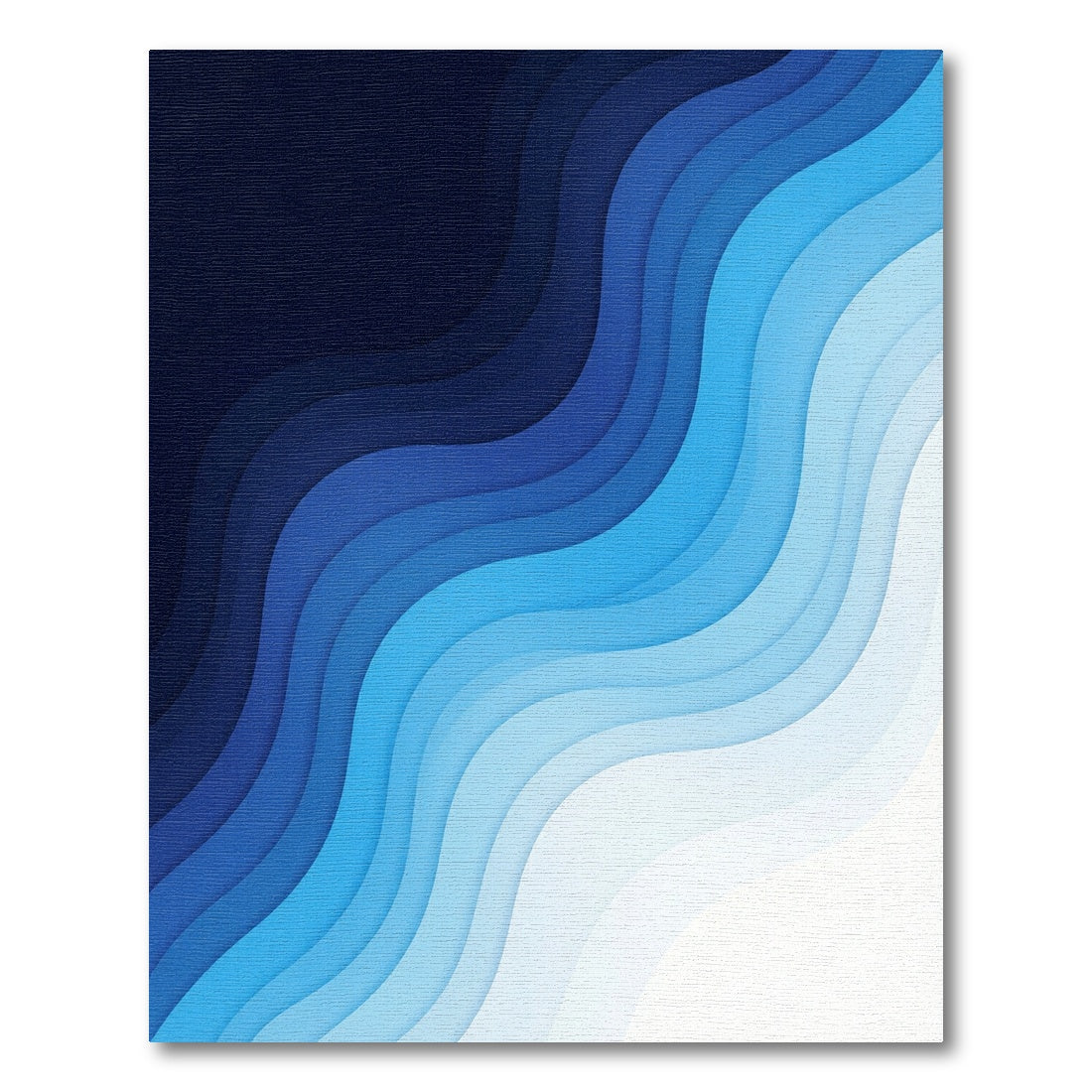 Deep Blue Layered Wave Rug