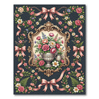Ornate Floral Rose Ribbon Garland Rug