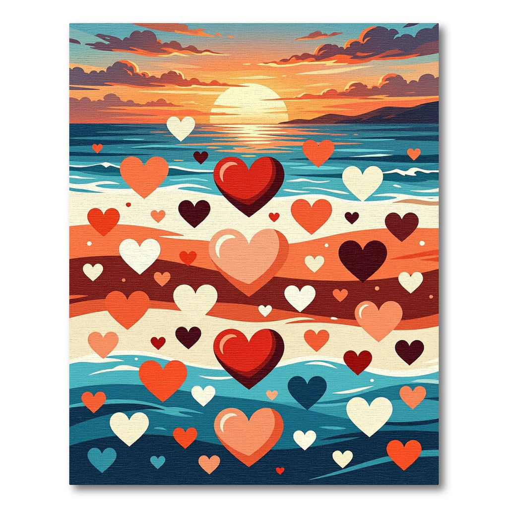 Sunset Seashell Heart Scatter Rug